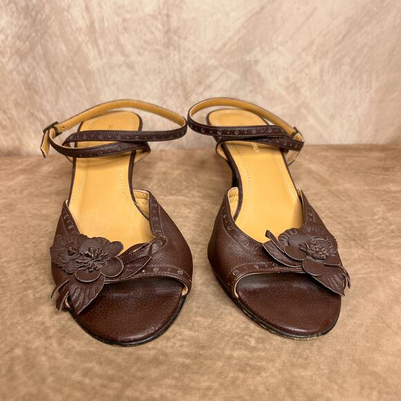 Vintage Y2K Banana Republic Strappy Kitten Heel Floral Open Toe Shoes Euro Indie - Picture 8 of 10